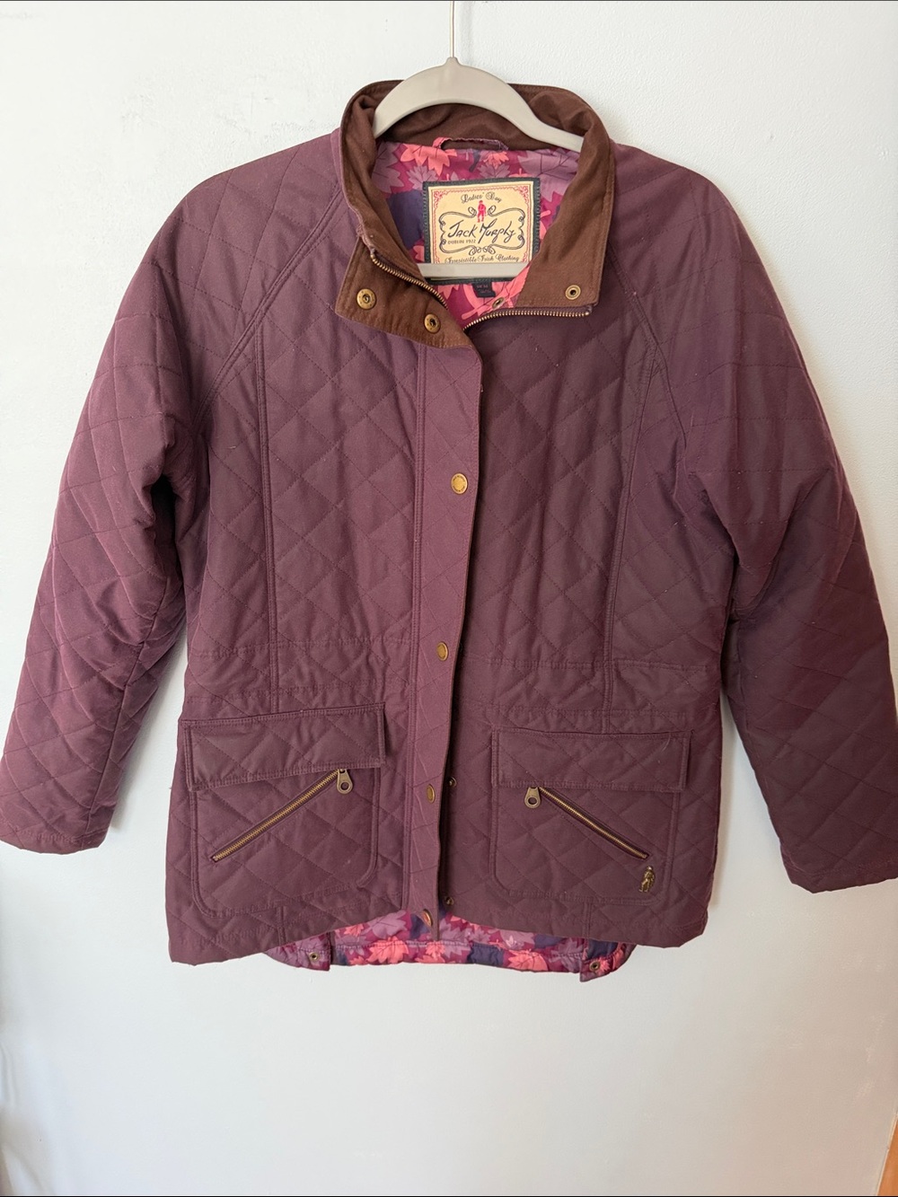 Jack Murphy Dublin Ladies Quilted Burgundy Jacket Purple Berry US 12